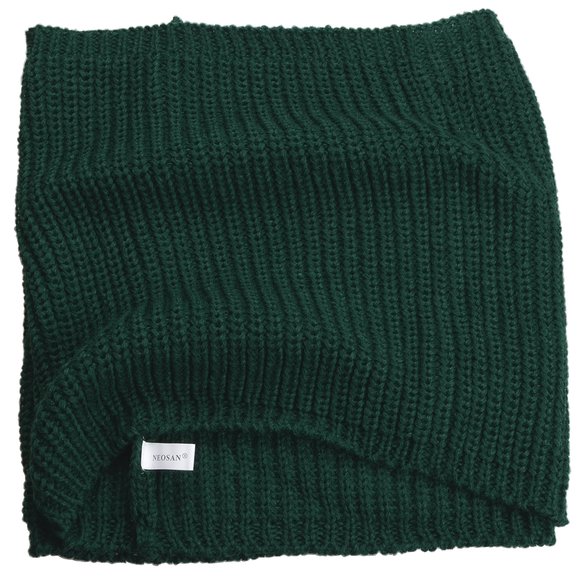 Womens Thick Ribbed Knit Winter Infinity Circle Loop Scarf Dark Green🦈 - Picture 3 of 4
